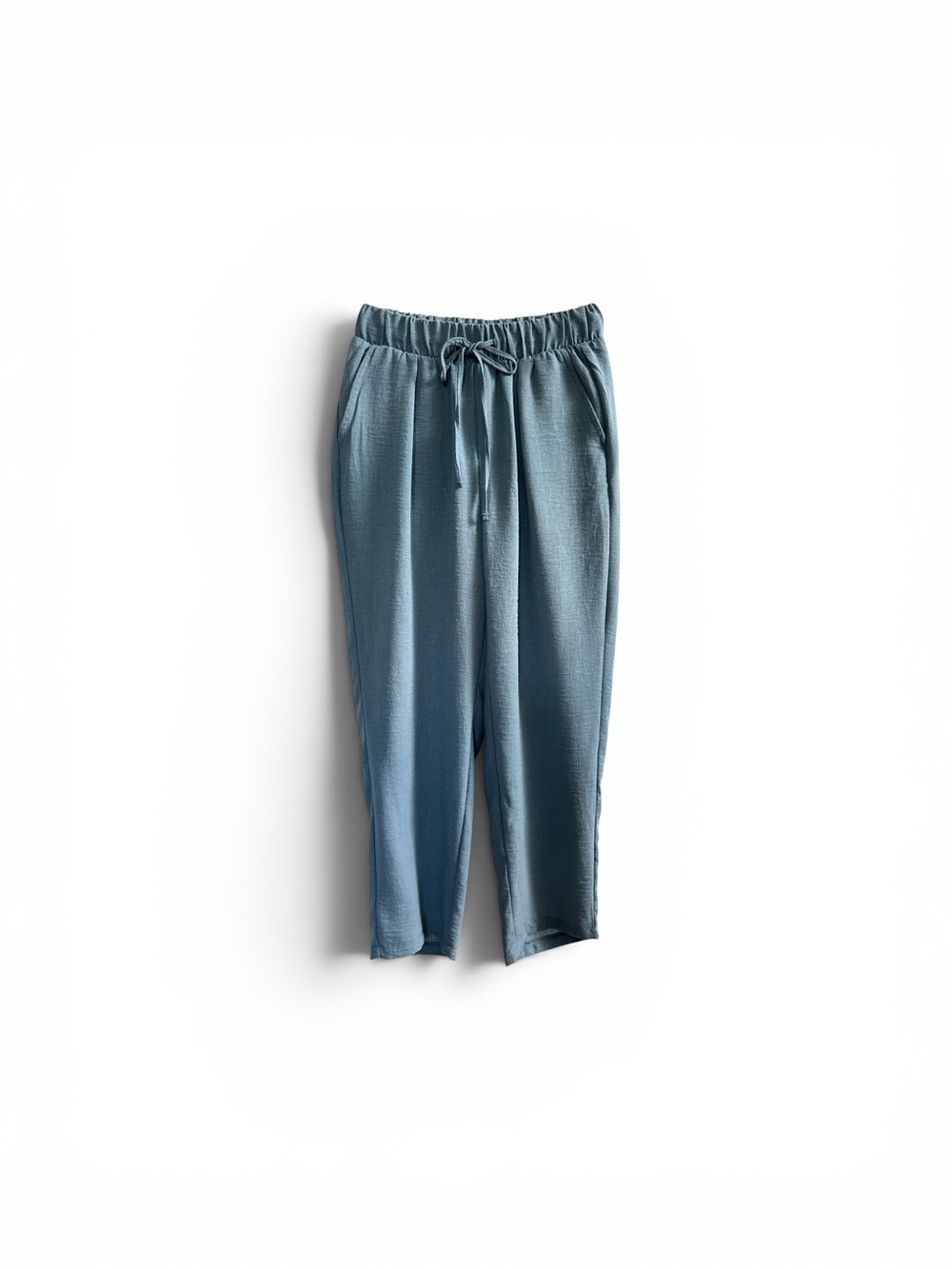 Zenana Dusty Blue Relaxed Drawstring cropped pants